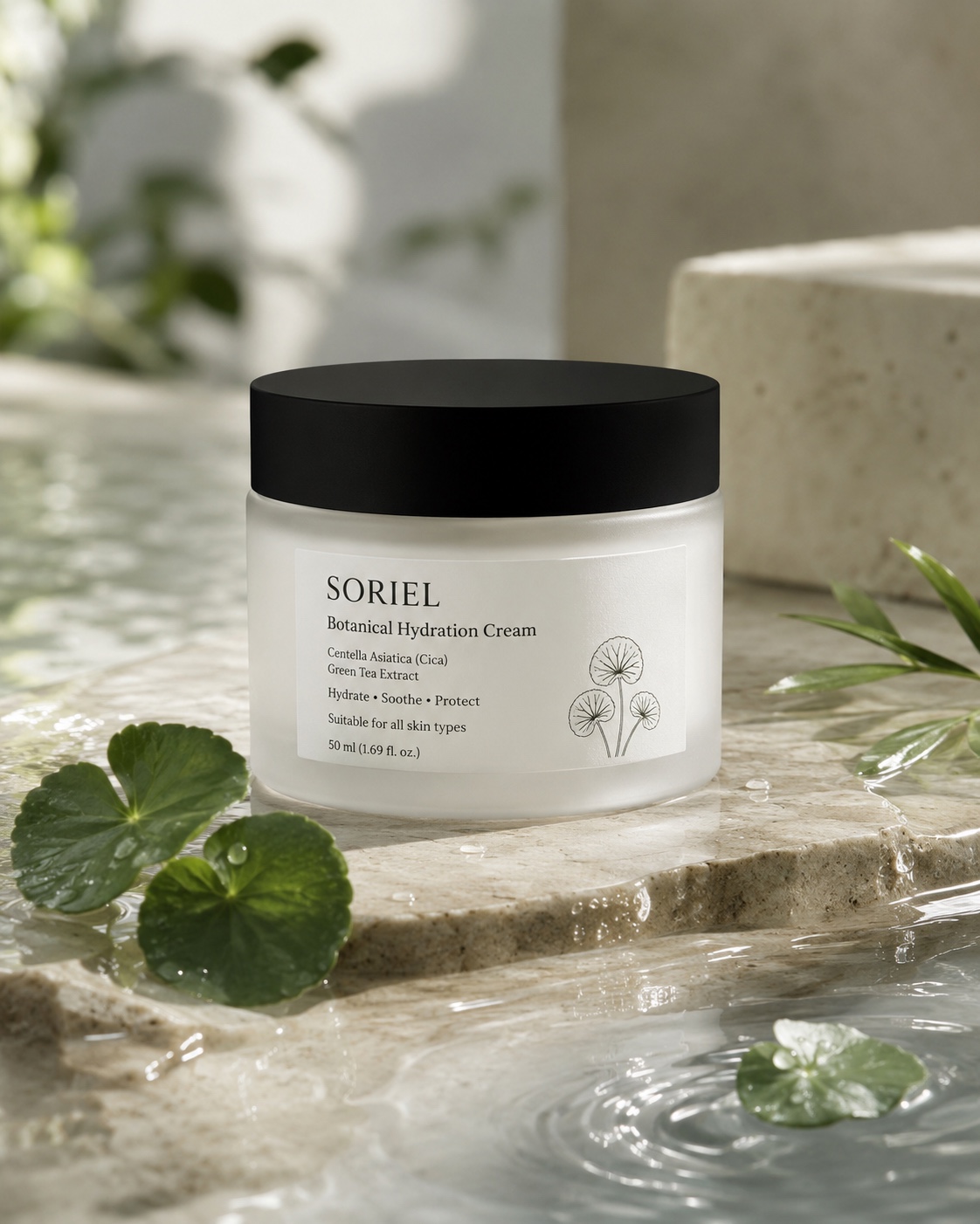 Botanical Hydration Cream in a water-inspired setting